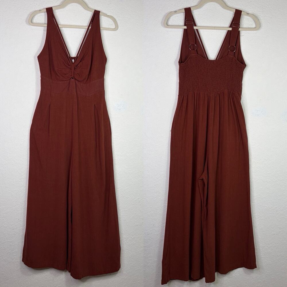 Caracilia Brown Jumpsuit Size M Linen/Rayon chic, comfort, summer, fall, fresh